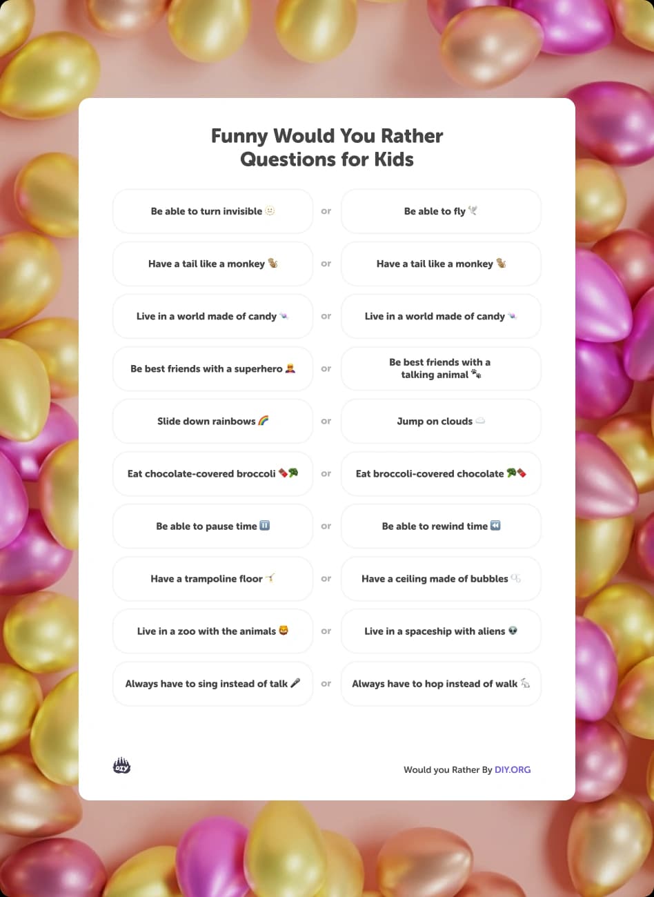 Funny Would You Rather Questions for Kids