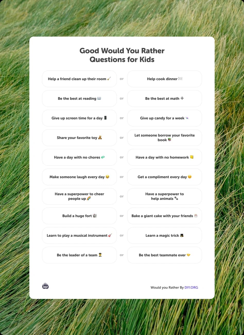 Good Would You Rather Questions for Kids