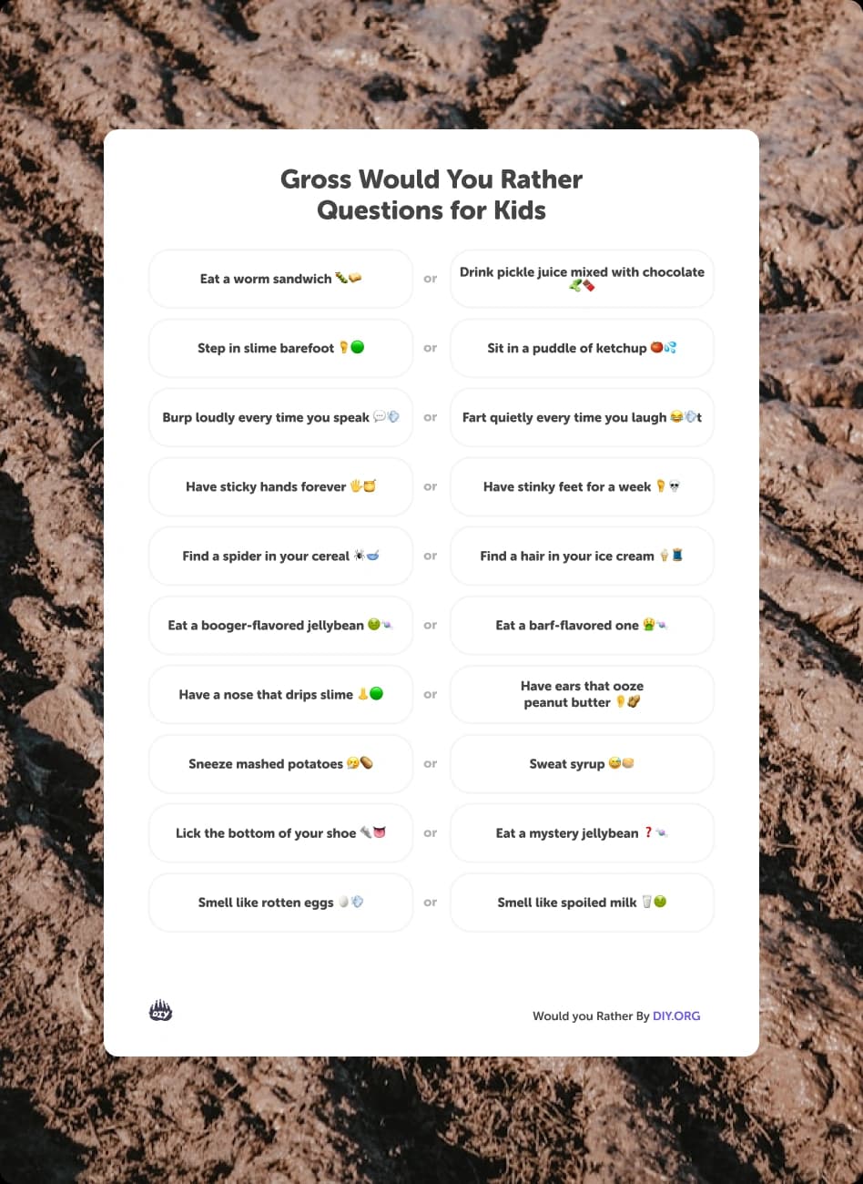 Gross Would You Rather Questions for Kids