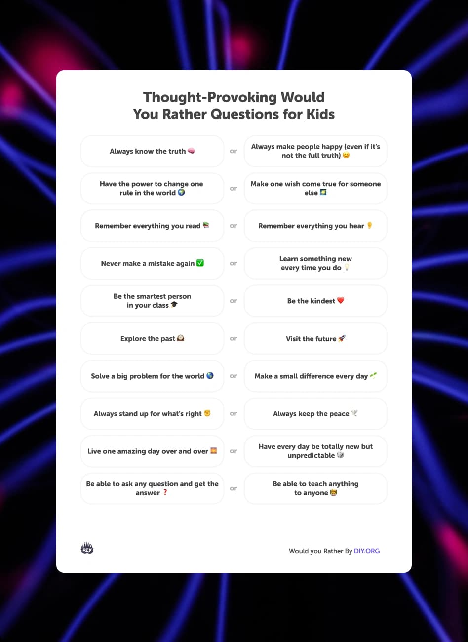 Thought-Provoking Would You Rather Questions for Kids