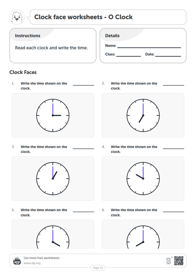 Clock face page 1