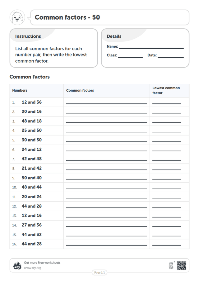 Common factors - 50 page 1