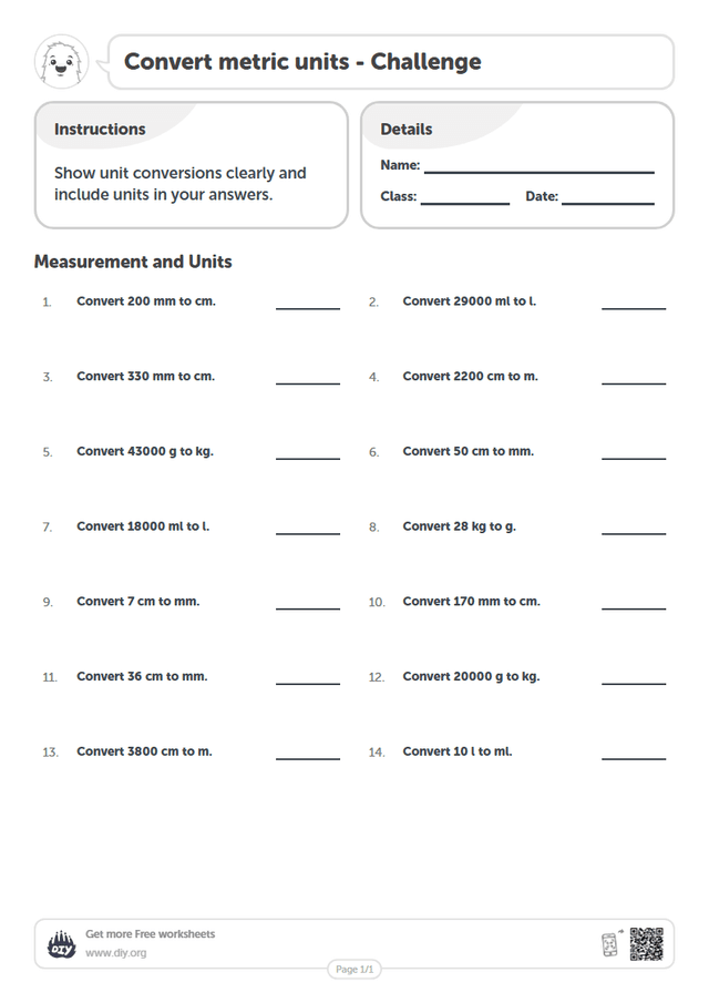 Convert metric units page 1