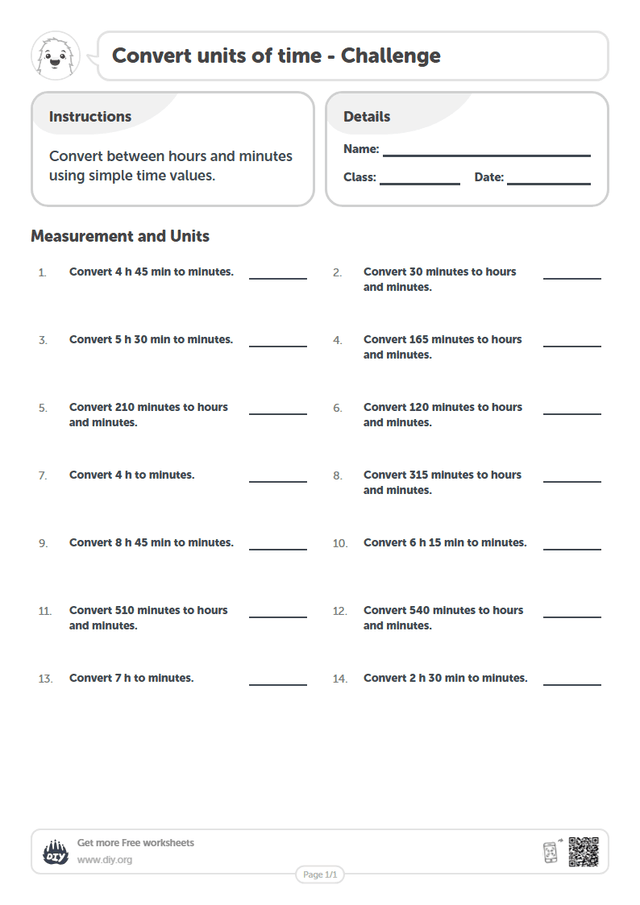 Convert units of time page 1