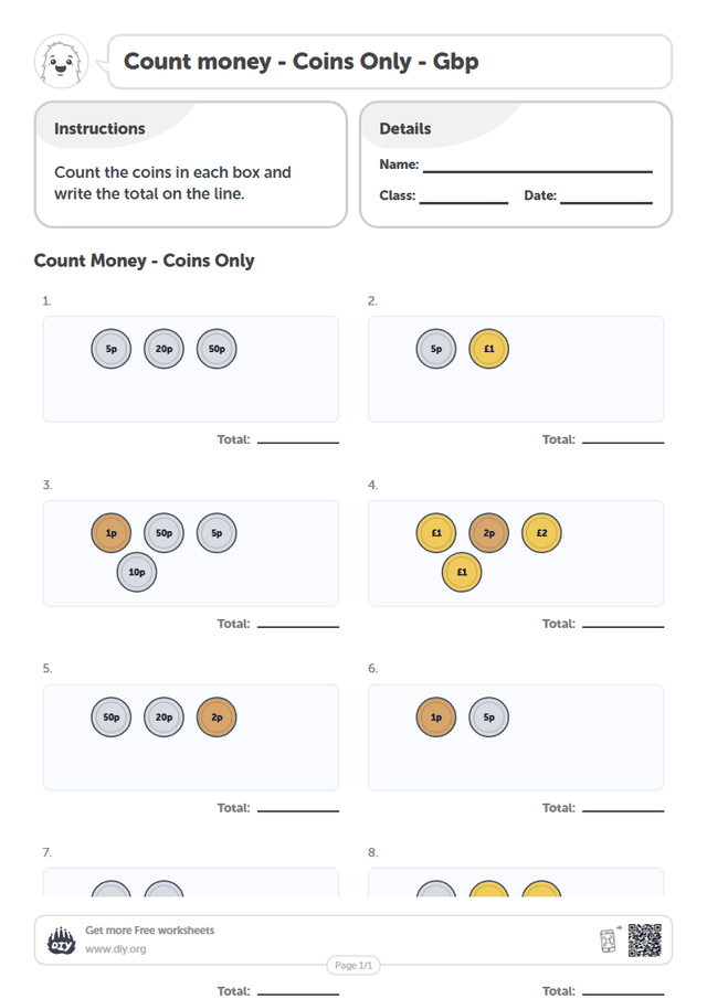 Count money - Gbp page 1