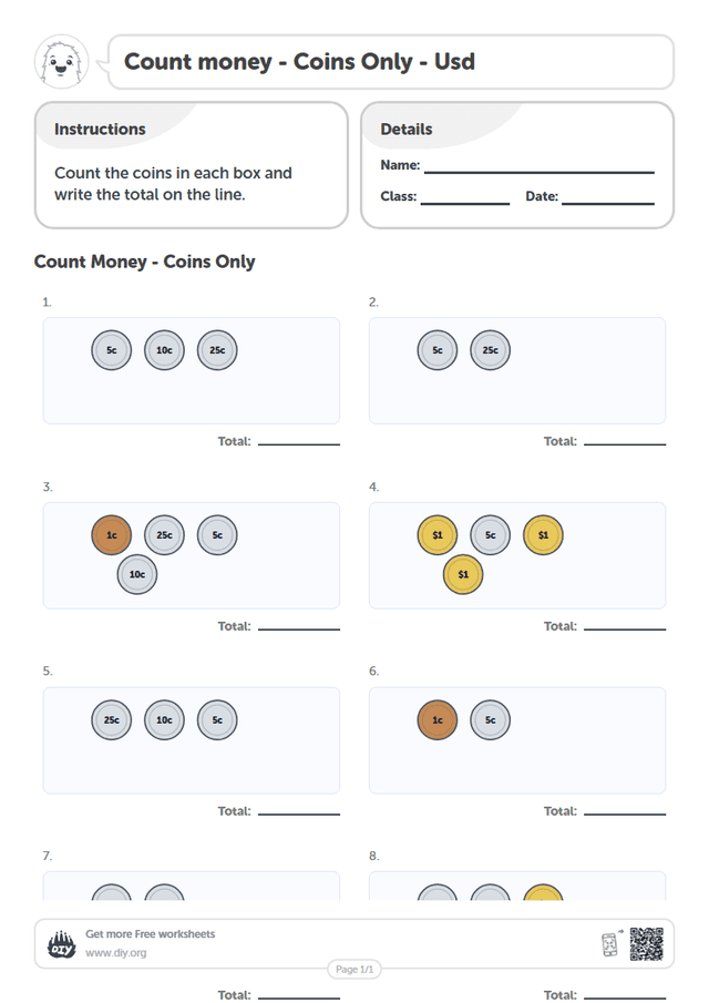 Count money - Usd page 1