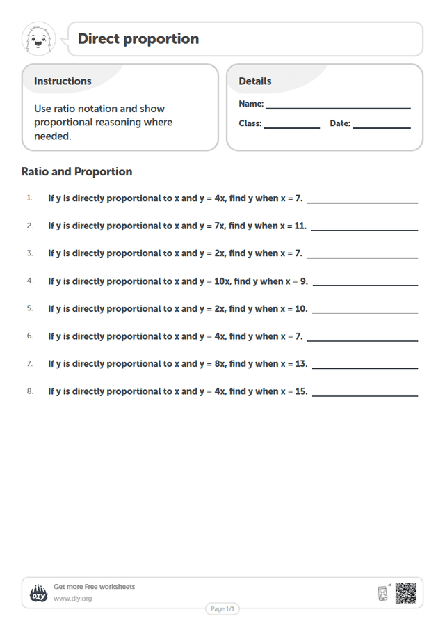 Direct proportion page 1