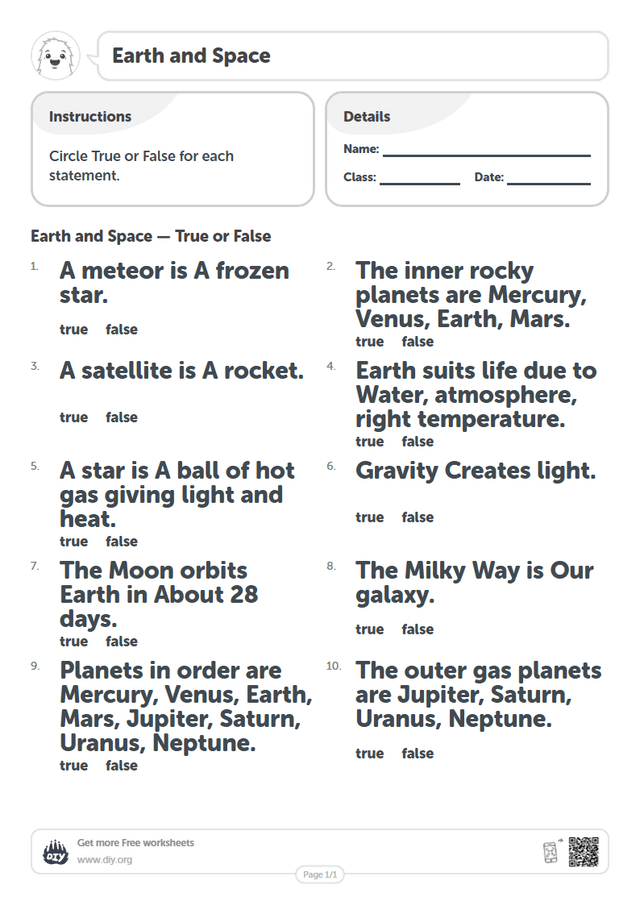 Earth and Space page 1