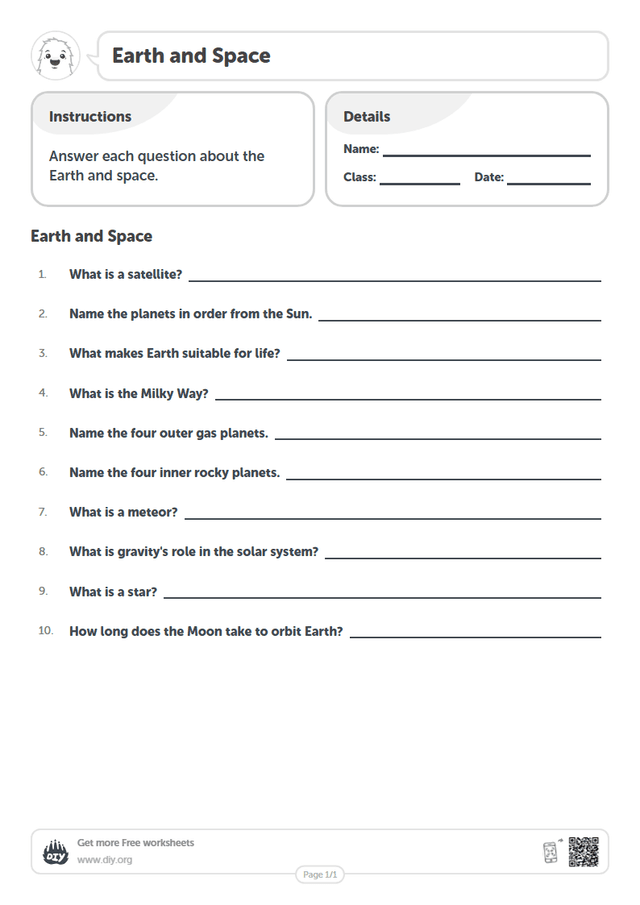Earth and Space page 1