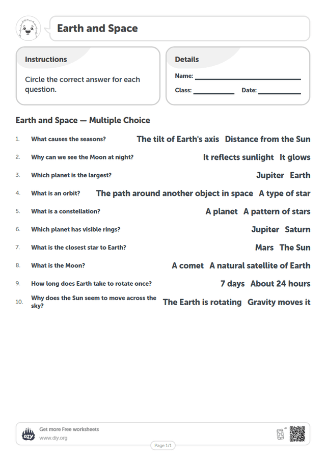 Earth and Space page 1