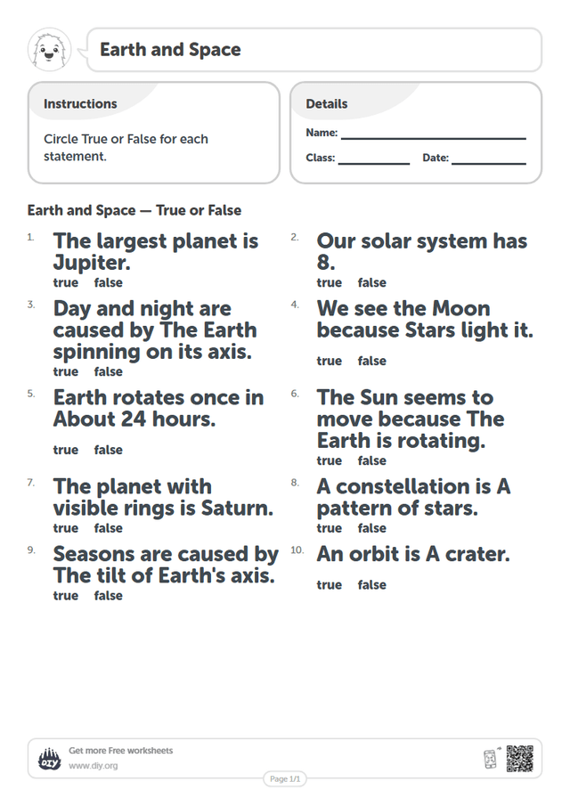 Earth and Space page 1