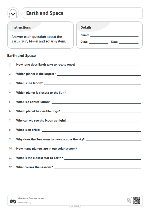 Earth and Space page 1