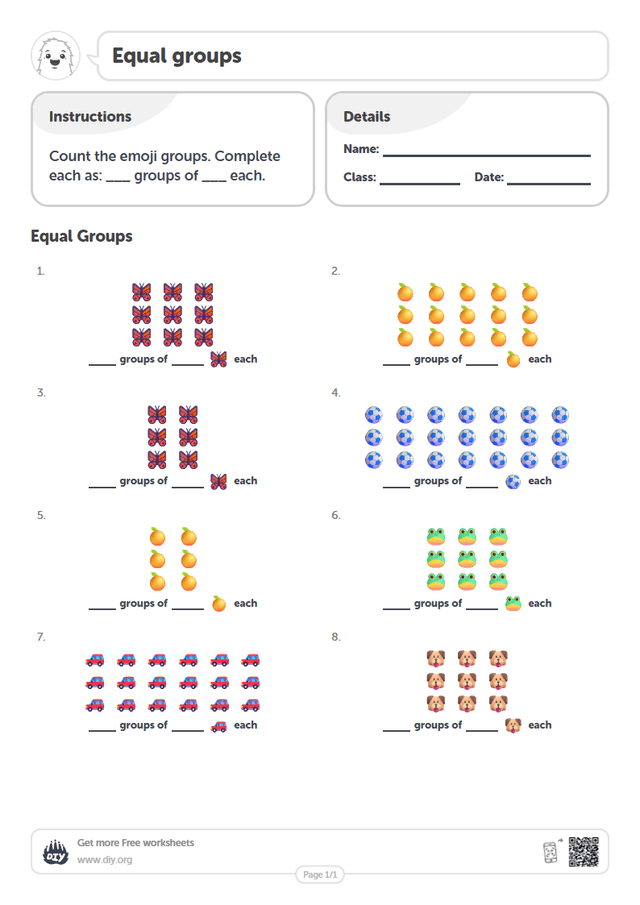 Equal groups page 1
