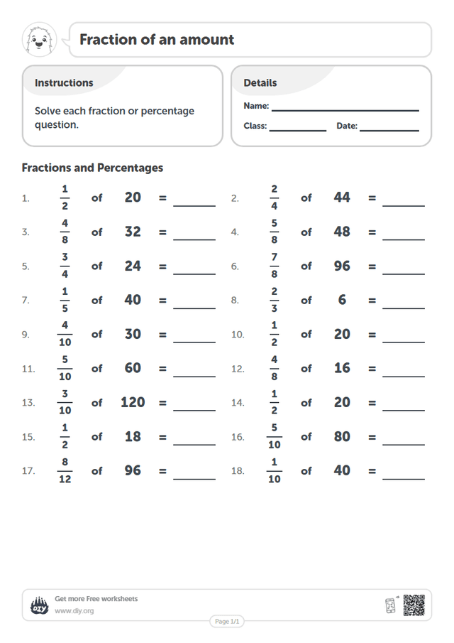 Fraction of an amount page 1