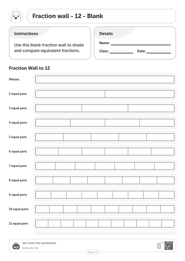 Fraction wall - 12 - Blank page 1