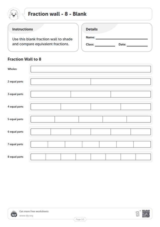 Fraction wall - 8 - Blank page 1