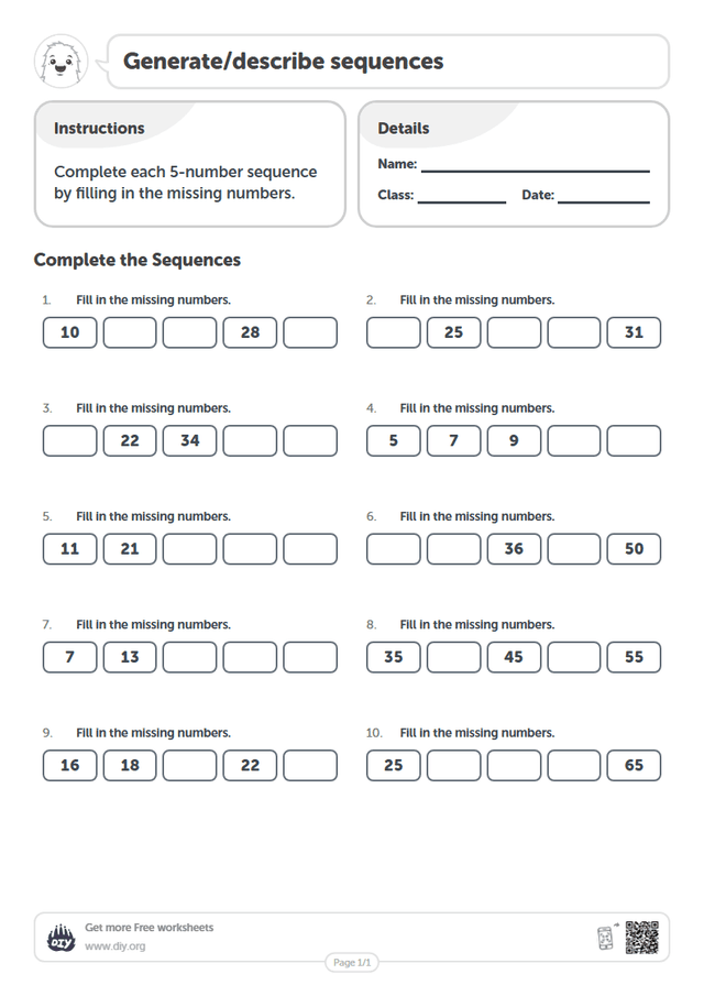 Generate/describe sequences page 1