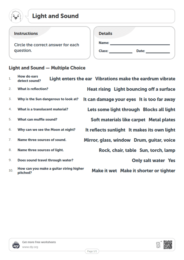 Light and Sound page 1