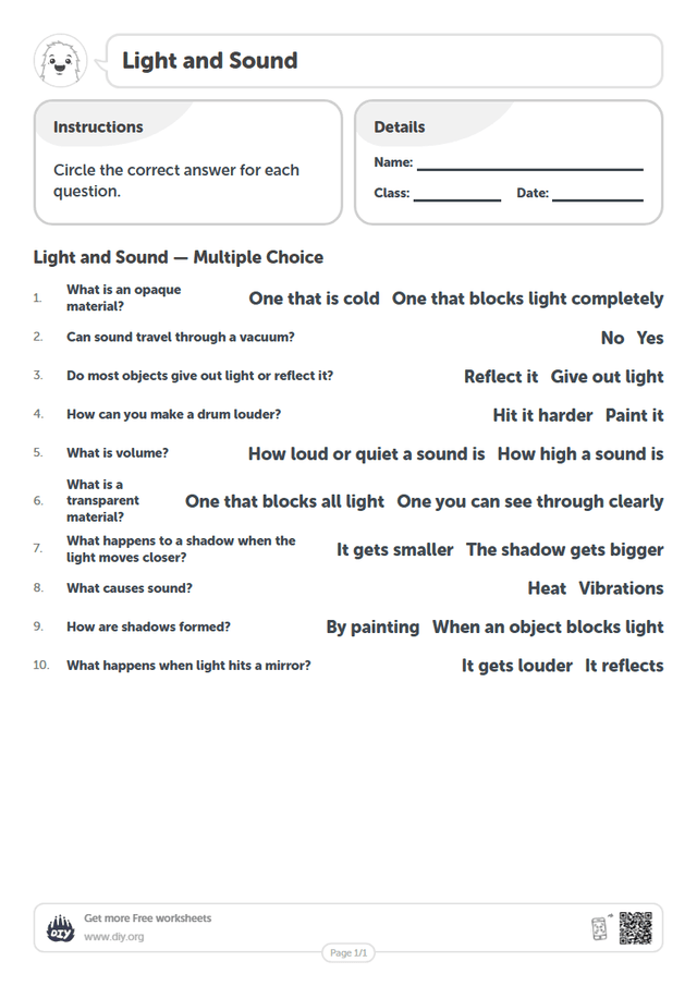 Light and Sound page 1