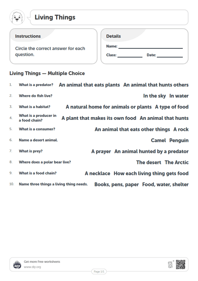Living Things page 1
