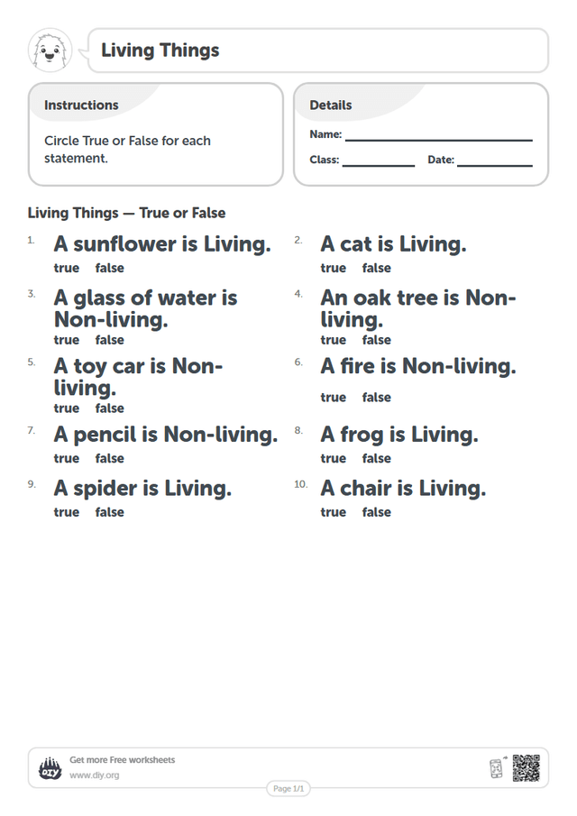 Living Things page 1
