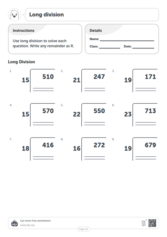 Long division page 1
