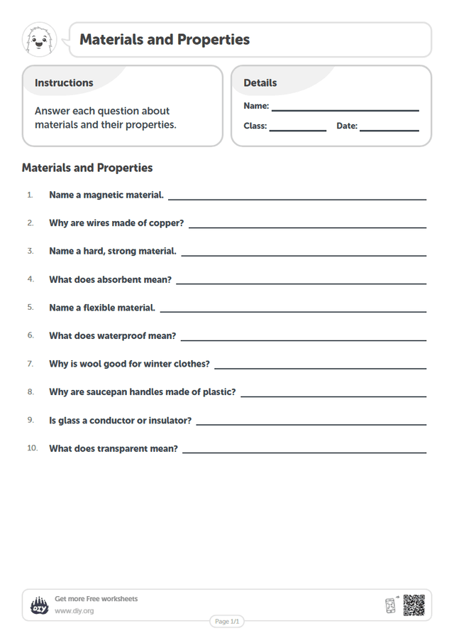 Materials and Properties page 1
