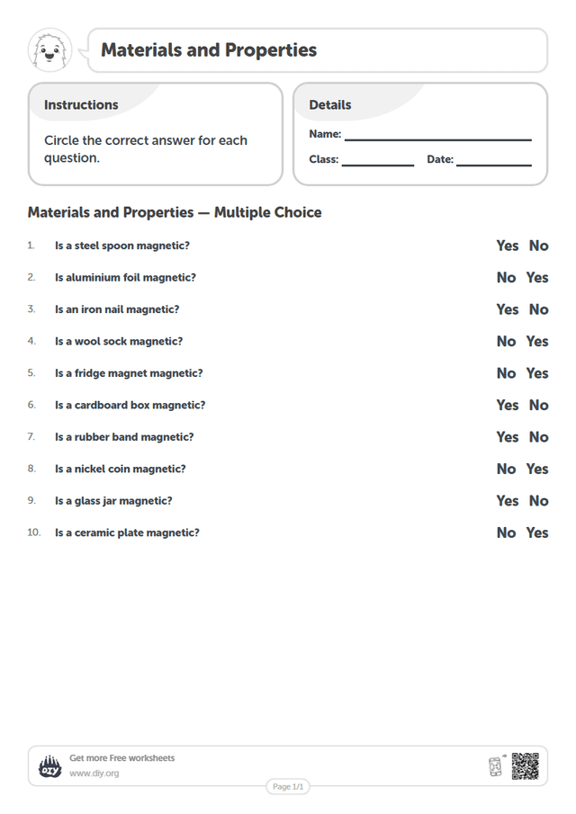 Materials and Properties page 1