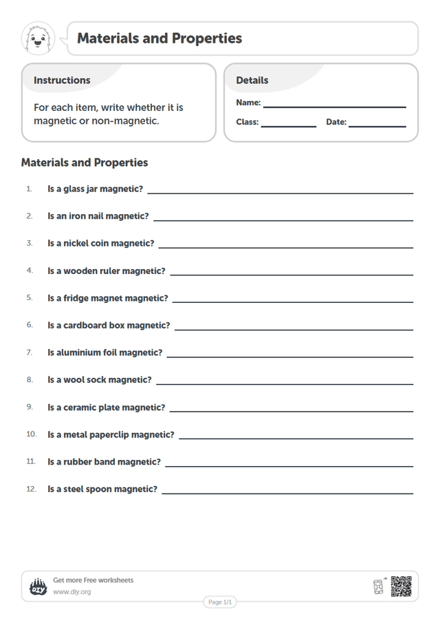 Materials and Properties page 1