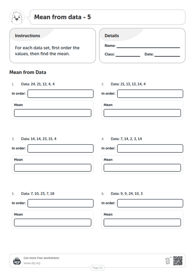 Mean from data - 5 page 1