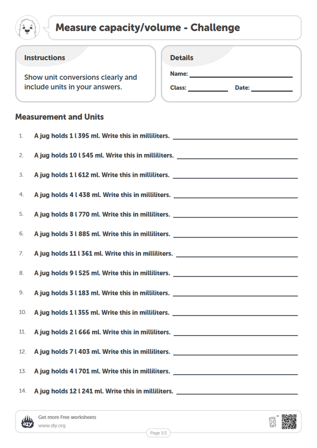 Measure capacity/volume page 1