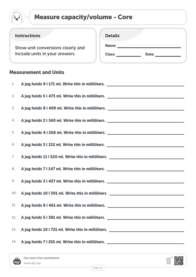 Measure capacity/volume page 1