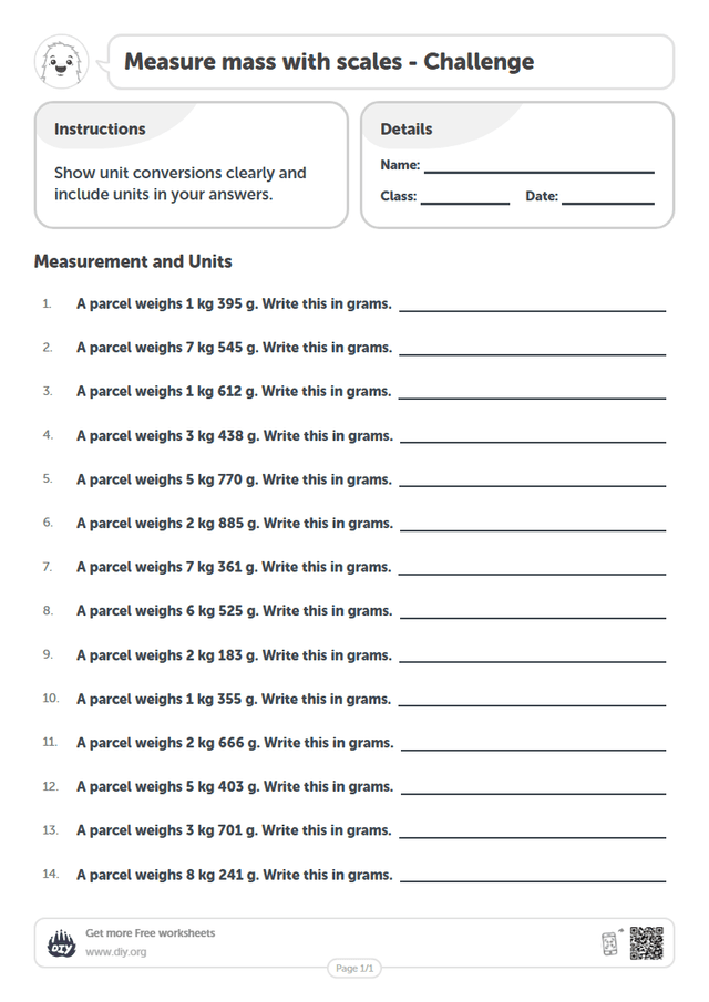 Measure mass with scales page 1