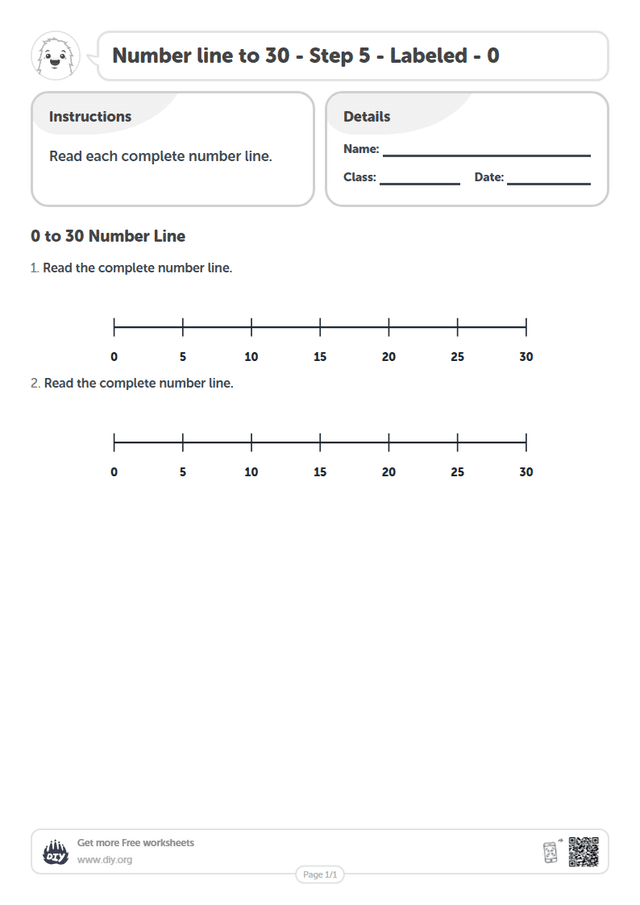Number line to 30 - Step 5 - Labeled - 0 page 1