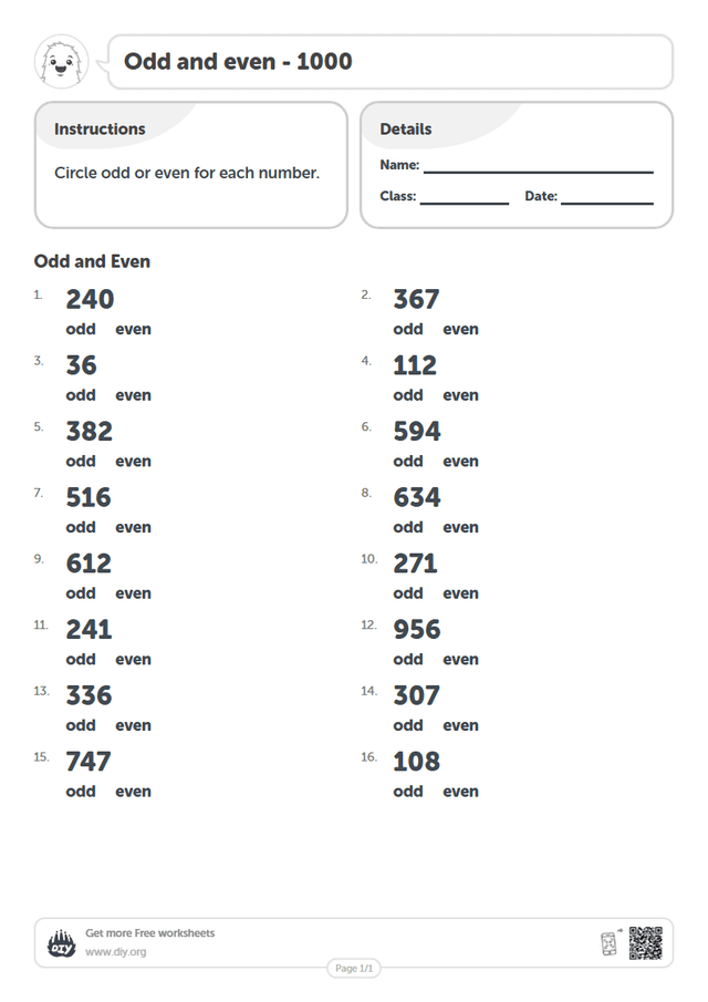 Odd and even - 1000 page 1