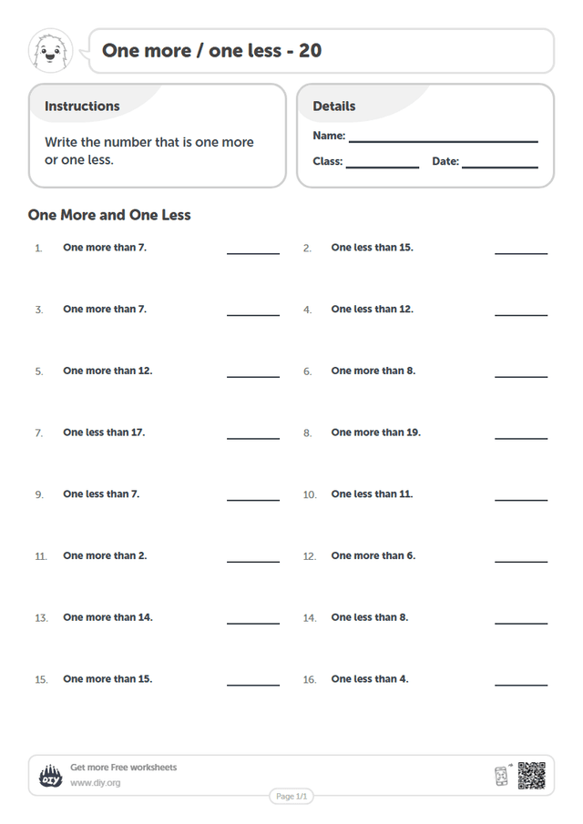 One more / one less - 20 page 1