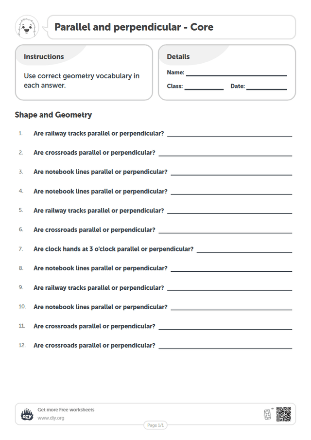 Parallel and perpendicular page 1