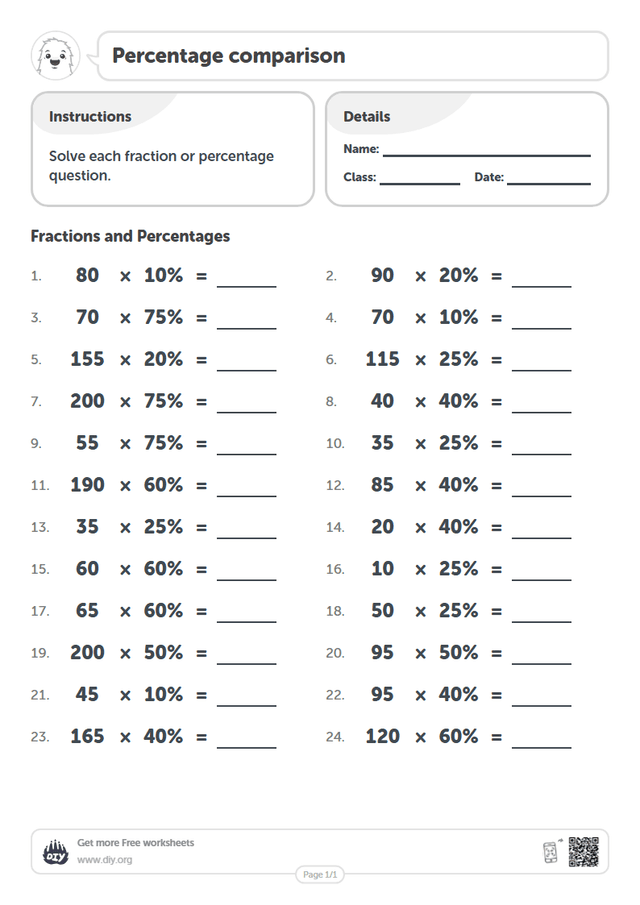 Percentage comparison page 1