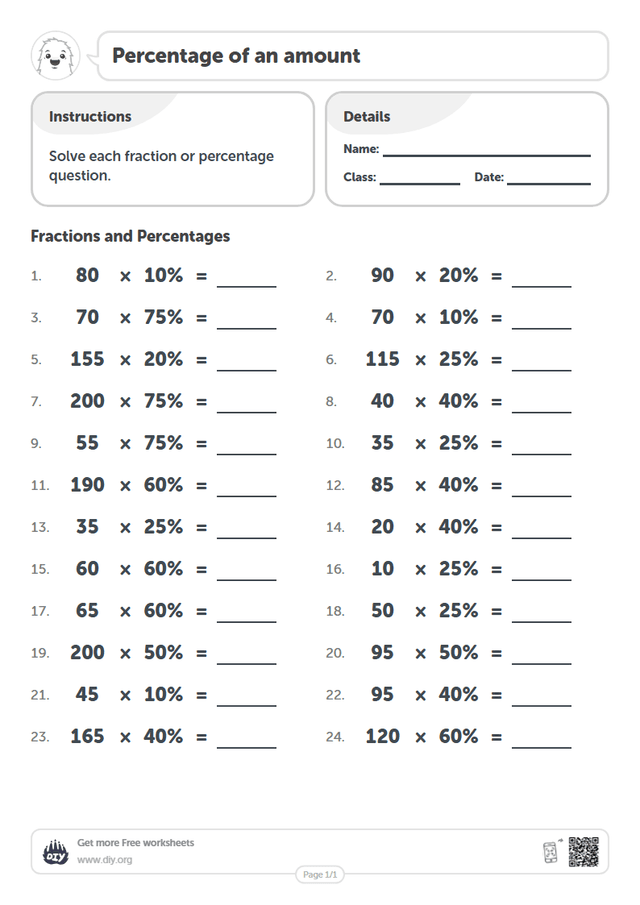 Percentage of an amount page 1