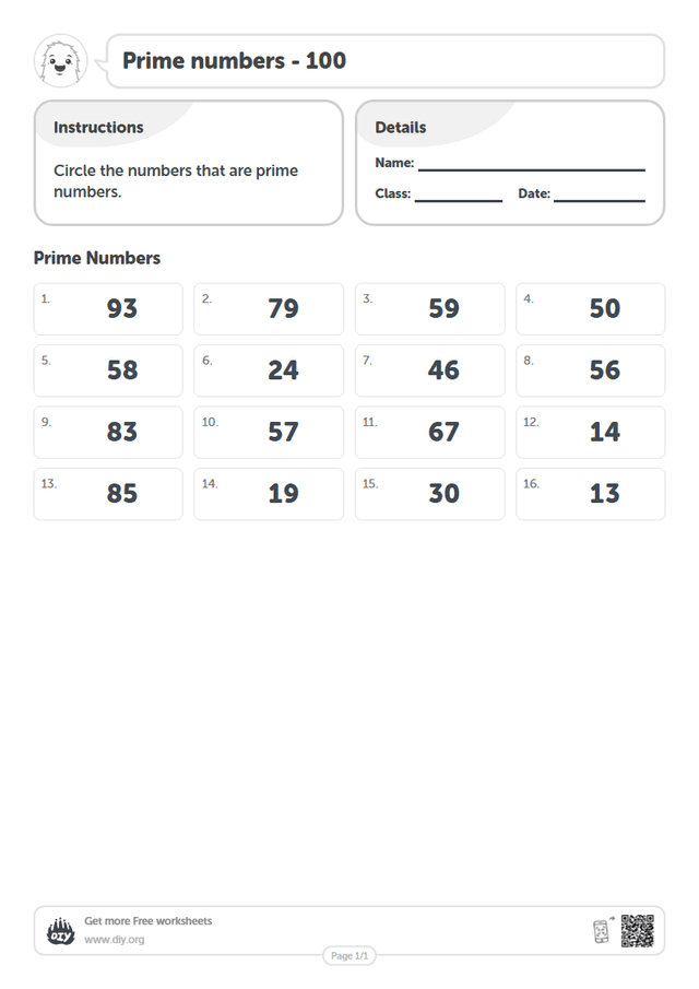 Prime numbers - 100 page 1
