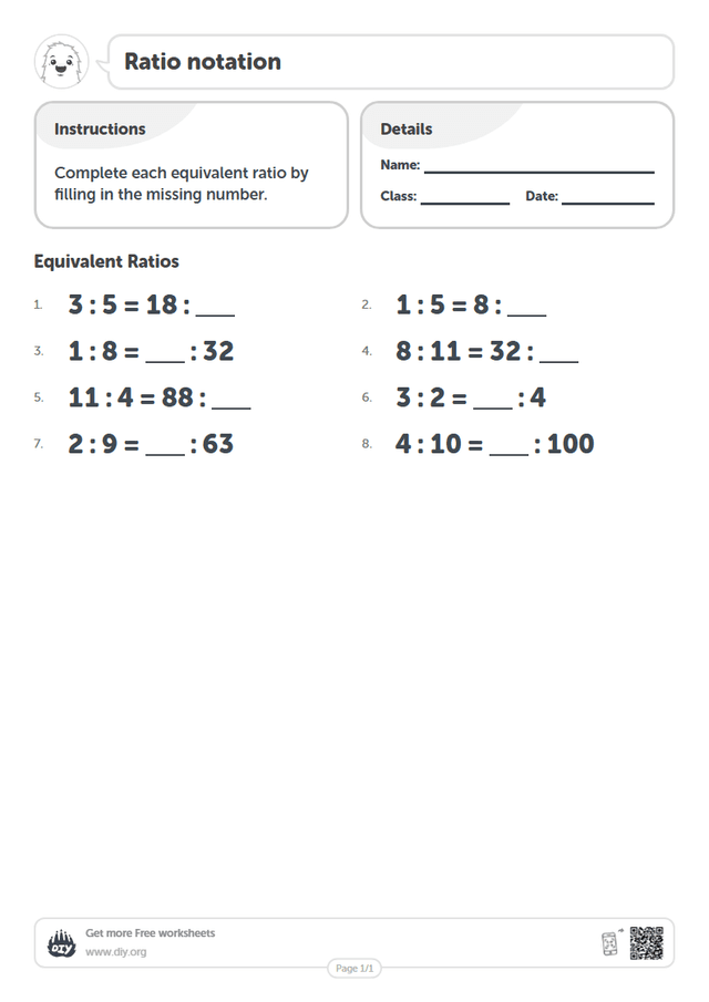 Ratio notation page 1