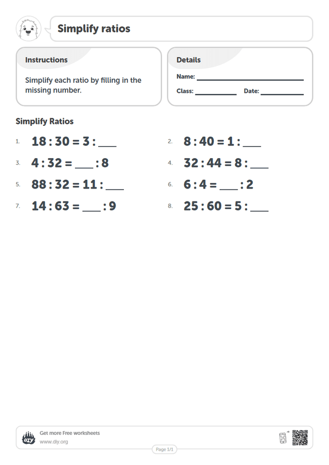Simplify ratios page 1