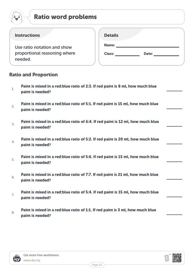Ratio word problems page 1
