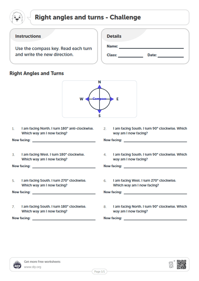 Right angles and turns page 1