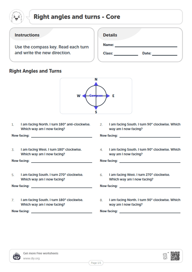 Right angles and turns page 1