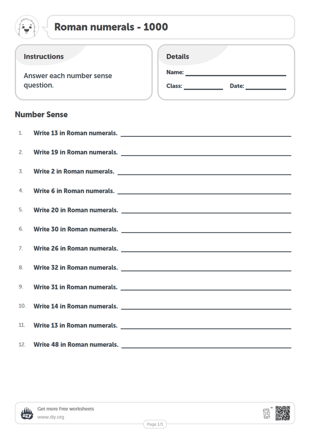 Roman numerals - 1000 page 1