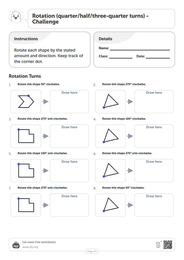Rotation (quarter/half/three-quarter turns) page 1