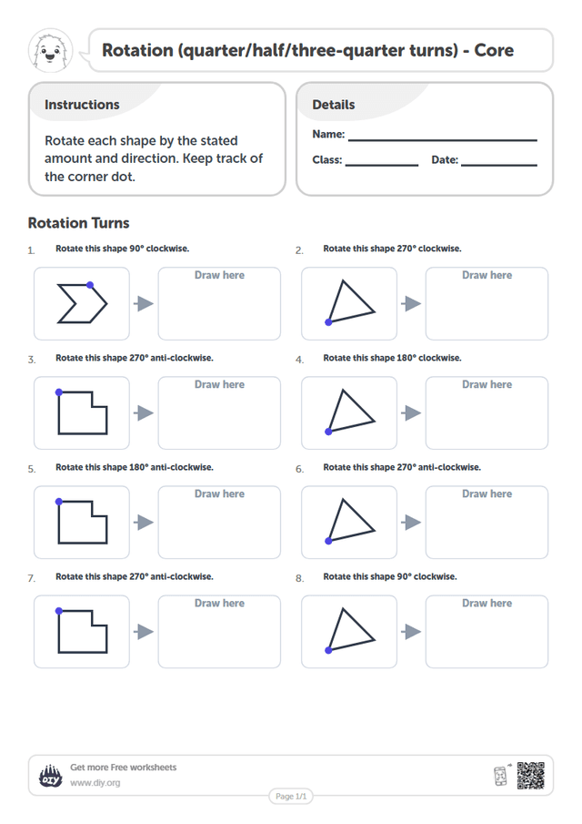 Rotation (quarter/half/three-quarter turns) page 1
