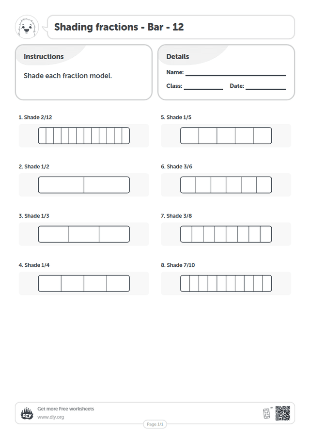 Shading fractions - Bar - 12 page 1
