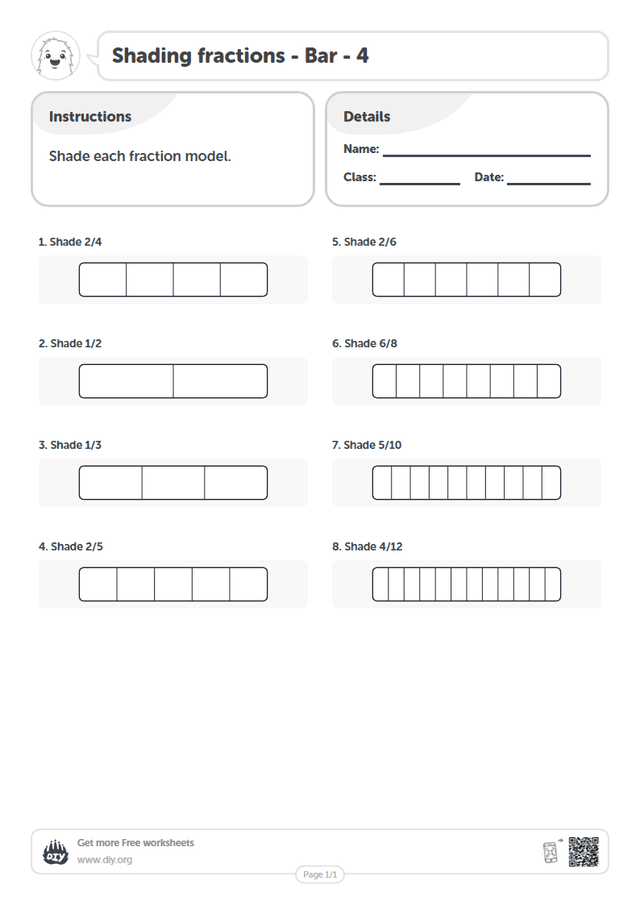 Shading fractions - Bar - 4 page 1